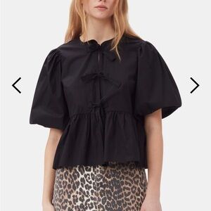 GANNI Cotton Poplin Tie Top